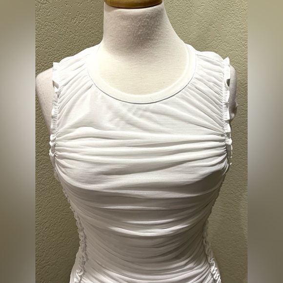 NEW Kobi Halperin Ruche Fitted White Top Shirt Blouse Sleeveless S - Picture 2 of 6